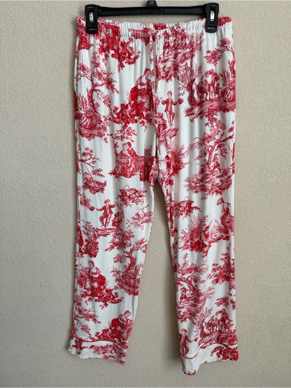 The Cat's Pajamas Idle Hours Red Toile Pima Knit Pajama Set Small Long Sleeve - Picture 3 of 16